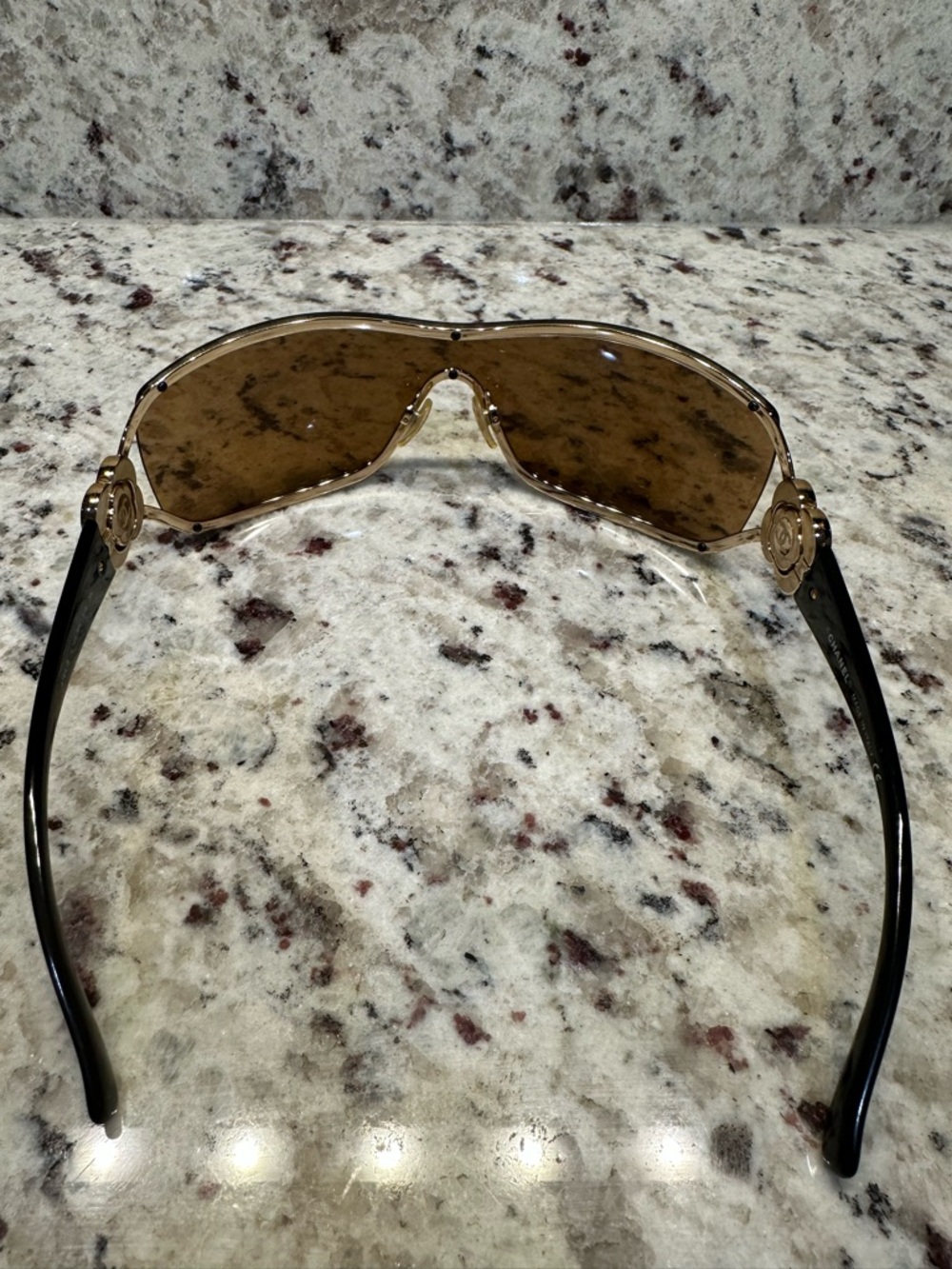 CHANEL Brown Gradient Sunglasses with Gold Camellia Accents - Picture 2 of 6